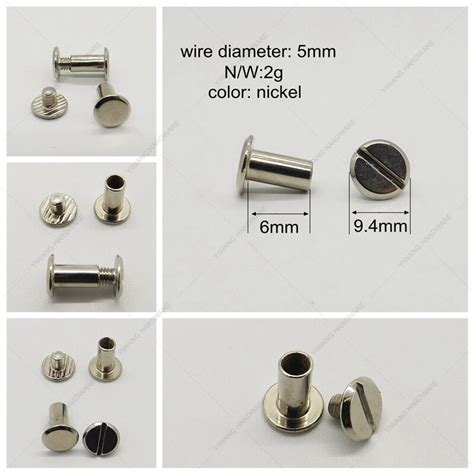 manufacturer direct sale 6mm nickel plating book screw butt screw metal