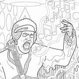 Hendrix Jimi Coloring Pages Getcolorings Printable Color sketch template