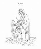 Coloring Catholic St Blaise Throats Blessing Saint Pages Sheets Scribd Kids Saints sketch template