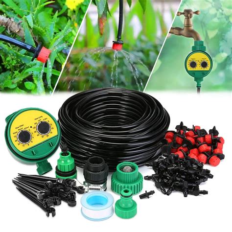 drip irrigation kit sprinklers system  garden included meter