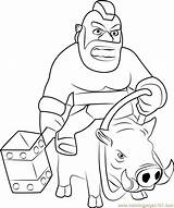 Hog Rider Clash Clans Coloring Pages Boar Riding Coloringpages101 Kids A4 Color Categories sketch template