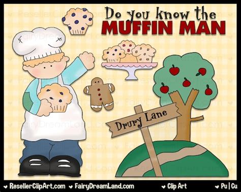 muffin man digital clip art commercial  graphic image
