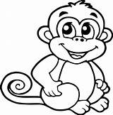 Monkey Coloring Cartoon Pages Smile Drawing Baby Cute Kids sketch template