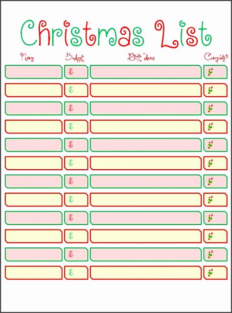 christmas list template sampletemplatess sampletemplatess