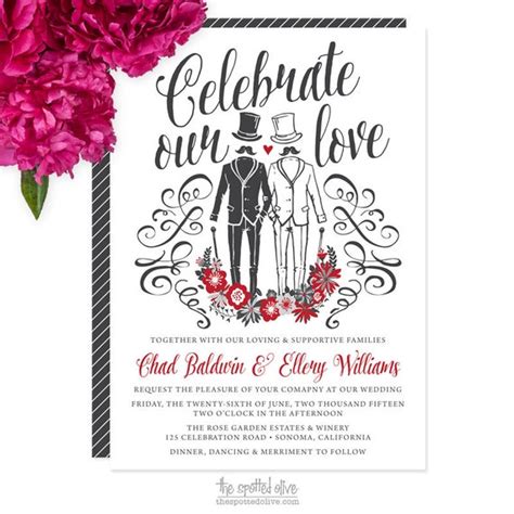 Same Sex Gay Wedding Invitations Diy Printable Or