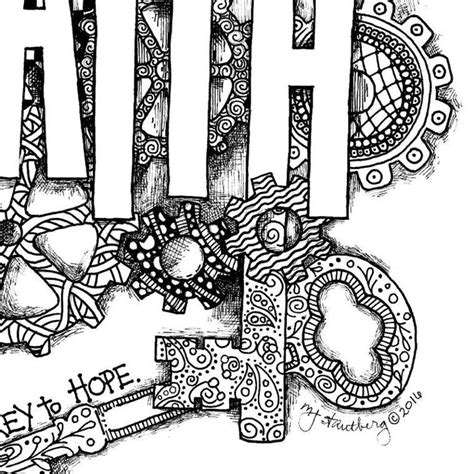 coloring page faith hand drawn downloadable etsy