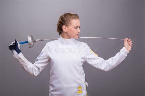 anime girl with sword stock image image of teenage wall 25927005