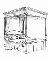Bed Drawing Poster Four Canopy Drawings Vintage Paintingvalley sketch template
