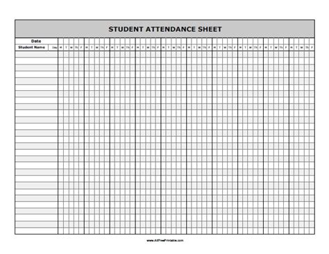 student attendance sheet  printable