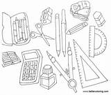 School Supplies Coloring Pages Printable Kids Color sketch template