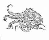 Octopus Mandala Zentangle Ornamental Pulpo sketch template