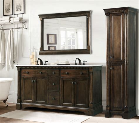 legion   antique single sink bathroom vanity antique coffee finish carrara white marble top