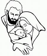 Mary Joseph Jesus Coloring Baby Clipart Christmas Pages Mother Family God Clip Holy Draw Sheets Sketch Silhouette Drawings Template Drawing sketch template