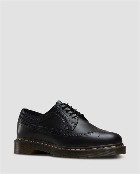 dr martens  yellow stitch smooth leather brogue shoes leather brogues brogue shoes shoes