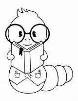 Bookworm Coloring Pages Worm Clipart Book Cute Printable Clip Inchworm Kids Library Outline Reading Cliparts Sheets Cartoon Colorear Google Template sketch template