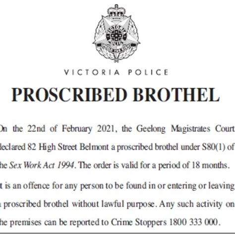 Geelong Brothel Illegal Belmont Sex Den Shut Down On High St Geelong