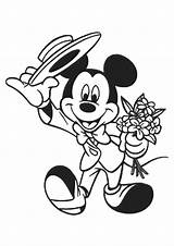 Mouse Mickey Flowers Coloring Pages Momjunction Categories sketch template