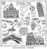 Italy Vector Doodle Drawn Italian Hand Shutterstock Landmark Famous Vintage Set Food Stock Doodles Travel Journal Pisa Bullet Background Sketchy sketch template