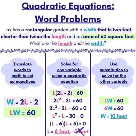 quadratic equations word problems worksheet educational worksheet