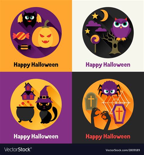 happy halloween greeting cards  flat design vector image
