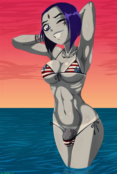 bikini raven dickgirl version by therealshadman hentai foundry