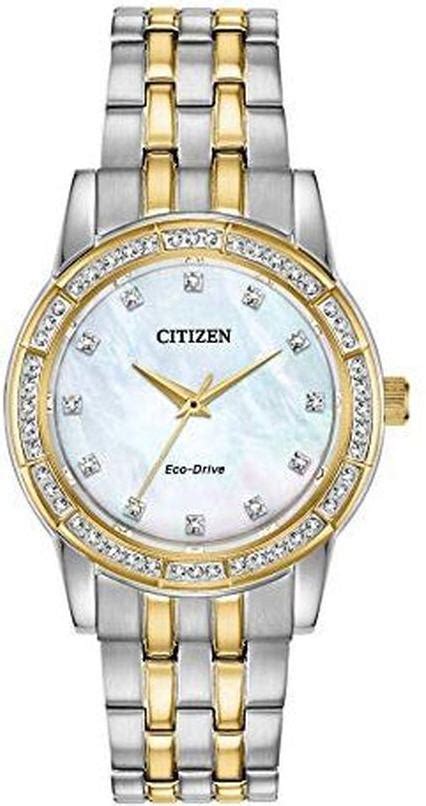 women s citizen eco drive silhouette crystal two tone watch em0774 51d
