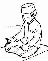 Mewarnai Muslim Mengaji Kartun Sketsa Shalat Sholat Islam Kumpulan Populer sketch template