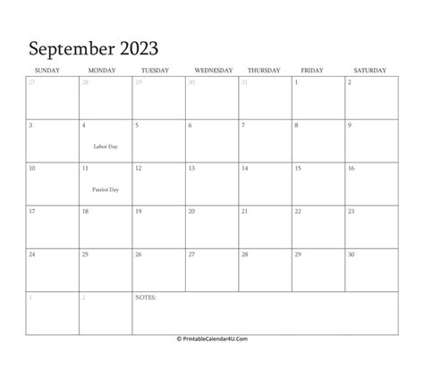 september  calendar templates