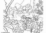 Jungle Coloring Pages Kids Printable Colouring Adults Animal Sheets Children Choose Board Nature sketch template