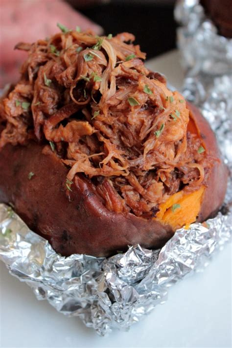 bbq pulled pork stuffed sweet potato big bear s wife