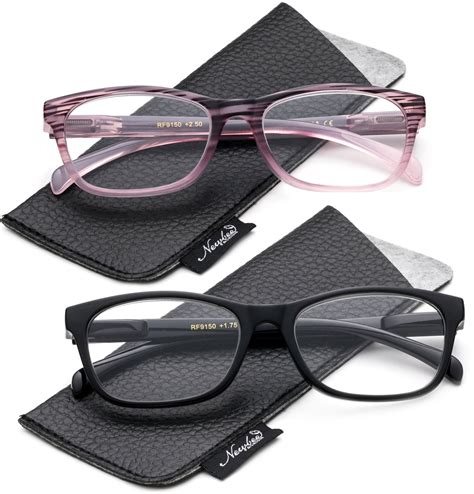 2 Pack Fashion Reading Glasses For Women Spring Temple With Carrying