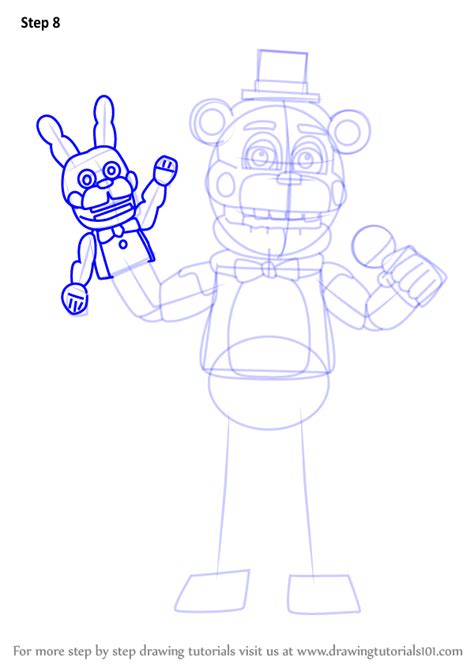 Step By Step How To Draw Funtime Freddy From Five Nights