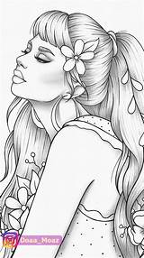 Coloring Girl Printable Pages Adult Colouring Portrait Girls Drawing Cartoon Etsy Sheet Clothes Sketches Beautiful sketch template