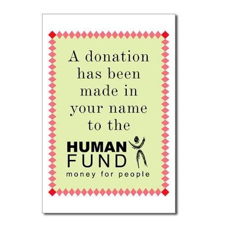 human fund donation postcards package    cafepresscom