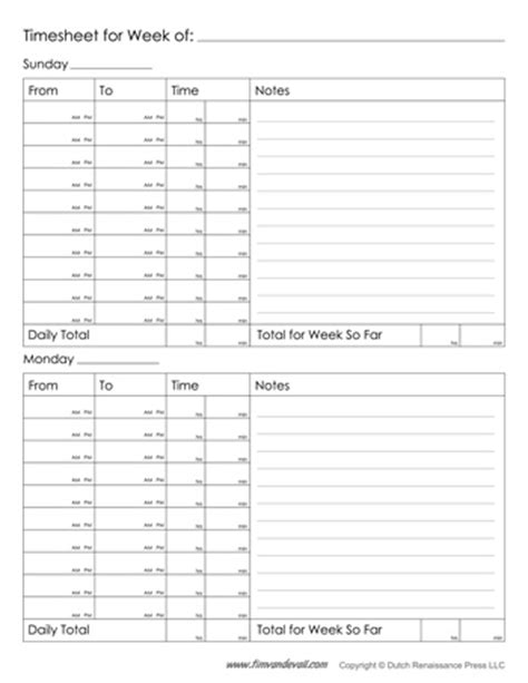 printable weekly timesheet template tims printables