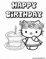 Coloring Birthday Happy Kitty Hello Pages Cake Printable Single Print Sheets Color Colouring Card Book Friends Grandma Cartoon Procoloring Butterfly sketch template