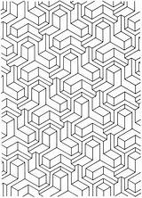 Isometric Dover Tessellations Publications Färgläggningsbilder Colouring Doverpublications sketch template