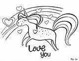 Unicorn Coloring Pages Rainbow Print Hearts Sheet Head Beautiful Magical sketch template