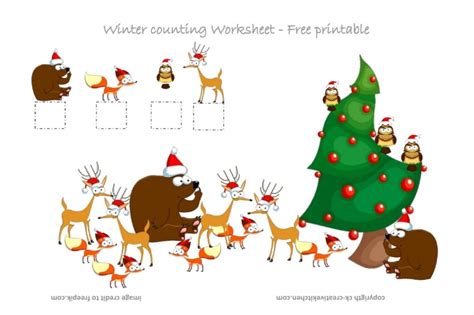 winter forest animals counting worksheet  printable creative