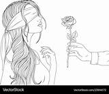 Girl Blindfold Vector Beautiful Royalty Vectors sketch template