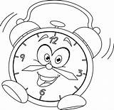 Clock Kids Coloring Cartoon Alarm Intervals Minute Pages sketch template