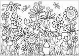 Coloring Flowers Pages Frog Vegetation Cute Adults Adult Sunflowers Butterflies Surrounding Tulips Fleurs Flower Et Daisies Giant Patterns Plant Printable sketch template