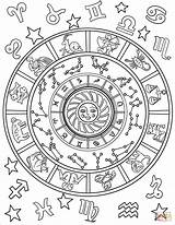 Zodiac Astrology Sternzeichen Signos Zodiaco Astrological Segni Zodiacali Supercoloring Ausmalbilder Steinbock Zodiacales Mandala Astrologie Virgo Aries sketch template