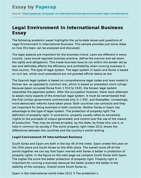 legal environment  international business  essay