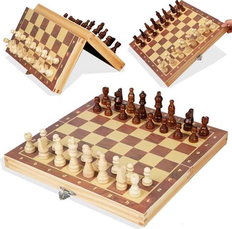 bolcom alian schaakbord schaakset schaken schaakspel houten schaakspel bordspel