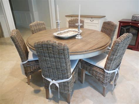 dining table  grey wicker chairs