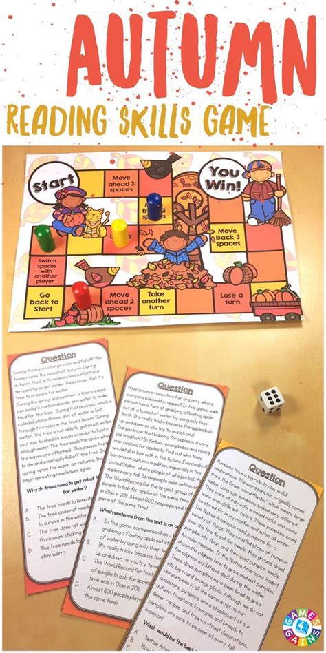 fall reading comprehension game 3rd 4th 5th grade reading passages