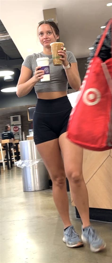 Cute Face Blonde Chick With Amazing Ass In Yoga Shorts Long Frontal