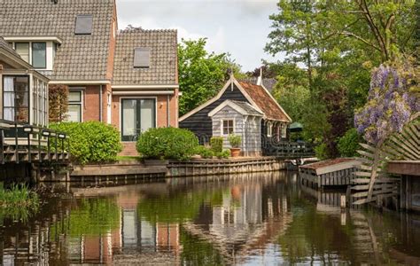canal  dutch village broek  waterland  popular tourist destination stock image image