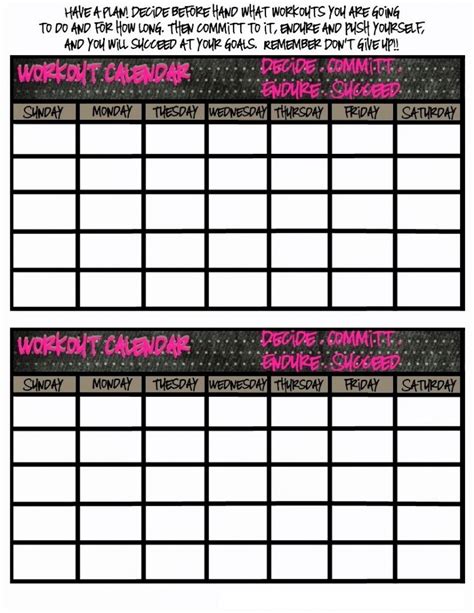 workout calendar template excel templates